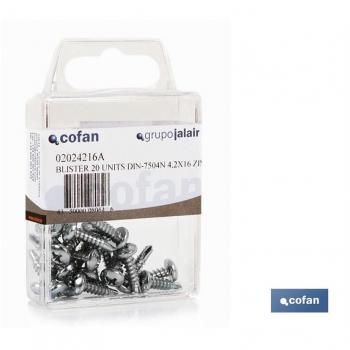 Blíster de 15 uds. Autotaladrantes Cabeza Cilíndrica 35x95mm Zinc (DIN-7504N)
