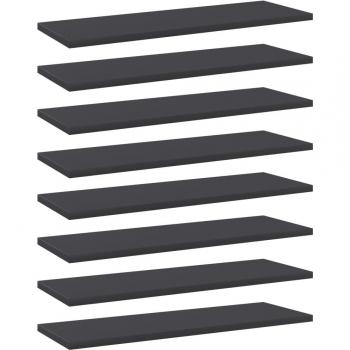 Engineered Wood Bookshelf Boards Set of 8 - Grey 60x20x1.5 cm