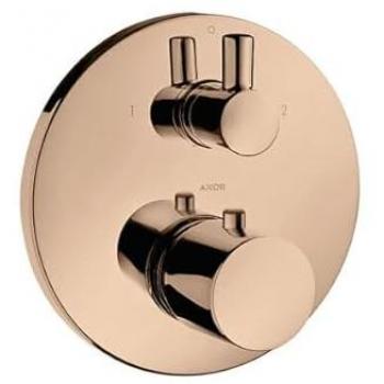Termostato Empotrado Axor Uno² con Válvula de Cierre y Conmutación, 2 Consumidores, Color Oro Rojo Pulido