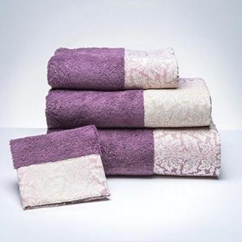 Sancarlos - Toalla online ashley morada morado - cenefa jacquard. - Densidad 500 g. - Rizo 100% algodón.