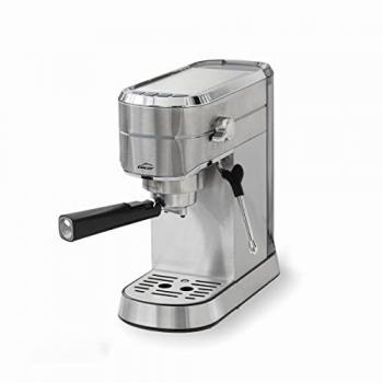 Cafetera Espresso Compact Lacor 69429 - Acero Inoxidable, 20 Bares, 1450 W, Vaporizador, Antigoteo, Café Molido y Cápsulas Monodosis, 1