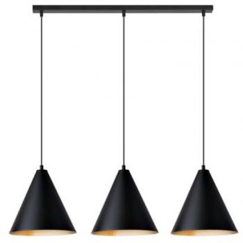 Lámpara de Suspensión Rebel EPIKASA, Acero con Recubrimiento de Polvo, Color Negro y Oro, Dimensiones 93x100x24 cm