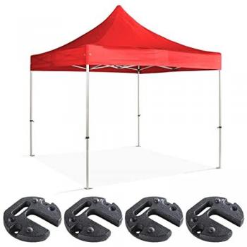Toldo Plegable 3x3m con 4 Pesos de Contrapeso Rojos
