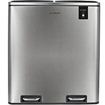 Les Collectors Papelera de Reciclaje Cocina, 60L, 2x30L, acero inoxidable, 66 cm
