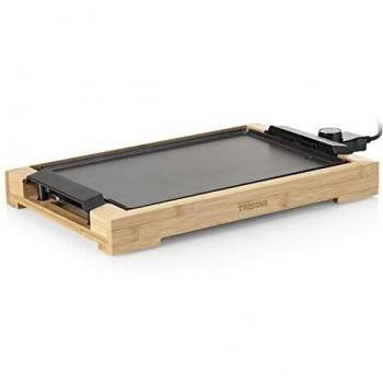Tristar BP-2786 Parrilla – Elegante carcasa de bambú – Superficie para cocinar: 37 x 25 cm