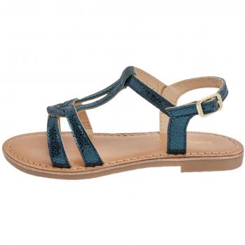 Les Tropeziennes by M. Belarbi Backle Turquoise Leather Sandals for Girls
