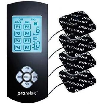 prorelax TENS/EMS Duo Comfort Blackline | Aparato de electroestimulación | 2 terapias con un solo aparato | Para la musculación y contra el dolor crónico | Con pantalla grande e iluminada