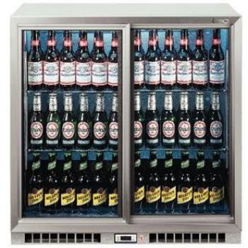 Lec comercial 444443199 doble puerta trasera barra deslizante de enfriador de botellas, 198 L, plata
