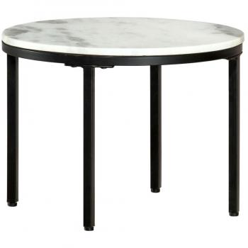 vidaXL Coffee Table White and Black Ø50 cm Real Solid Marble