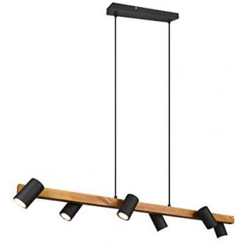 Lámpara Colgante de Isla Marley Trio Lighting - 6 Focos Negros Cilíndricos Orientables, 6xGU10, max. 35W, Cuerpo de Metal con Estera Negra, Dimensiones: Alt