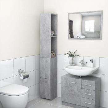 Armario de baño de contrachapado de madera gris hormigón 25x26.5x170 cm
