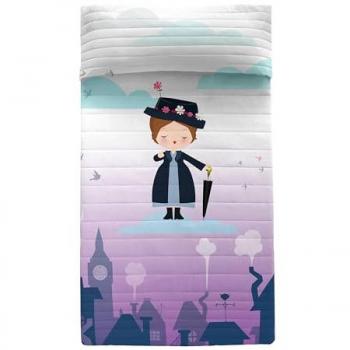 Colcha Infantil Multicolor Nanny 180x260 cm, 100% Algodón (Exterior), 100% Poliéster (Relleno), Calidad de 150 TC, Fabricado en España