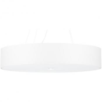 Lámpara Suspendida Skala 70 Blanca E27 Cristal Acero Tela 6 Bombillas 105cm LEDBOX