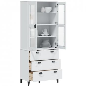 Aparador alto VIKEN de madera maciza de pino blanco, dimensiones 80x40x190 cm, mueble de almacenaje para salón, buffet y armario auxiliar