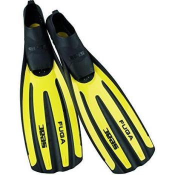 SEAC Aleta Fuga Fuga, Aletas de Buceo y Snorkel para Adultos con Zapatilla Cerrada, Fabricado en Italia, Amarillo, 46/47