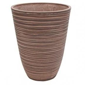 Maceta Redonda Grande de Fibra Sintética para Jardín Diámetro 39x46 cm Petunia - Color Burlywood