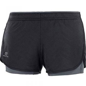 SALOMON Agile 2IN1 Short W Pantalones Cortos De Correr 2-en-3, Mujer, Negro