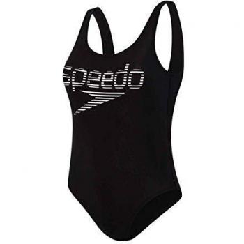 Bañador Speedo Logo Rayas U-Back Profundo Negro Blanco Mujer - 30