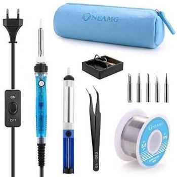 Kit de Soldador,Soldadores de Estaño Electronica con Caja de Herramienta Temperatura Ajustable con Interruptor Set de Soldadura Multímetro Digital Alambre de Soldar para Varios Usos y Reparaciones