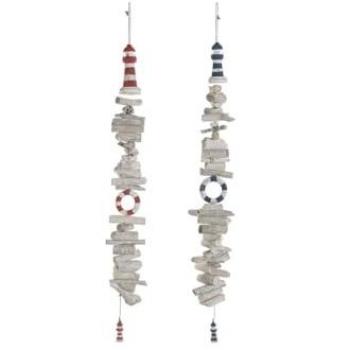 Decoración Colgante Home ESPRIT Azul Blanco Rojo Faro 12 x 4 x 100 cm (2 Unidades)