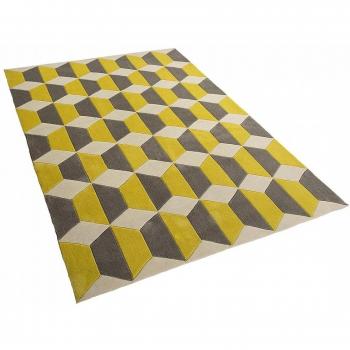 Alfombra de poliéster - 80x150 cm - Color gris-amarillo - ANTALYA