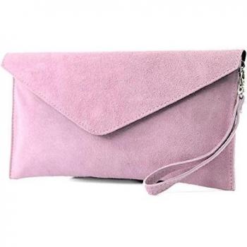 ModaModa de - Italiana. Piel Clutch correa de mano antebrazo bolso noche bolso de mujer handgelenktasche ante T106, color rosa, talla Klein