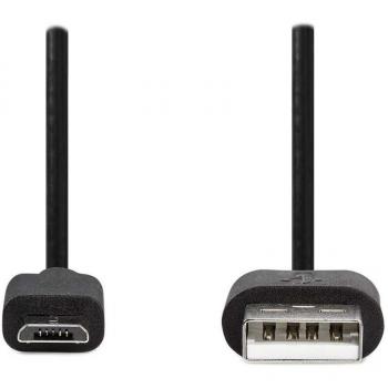 Cable USB 2.0 | Conector USB-A Macho | Conector Micro-B Macho | 11 W | 480 Mbps | Niquelado | 2.00 m | PVC Negro