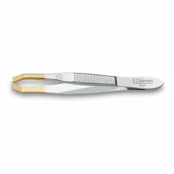 Pinza de depilar cangrejo punta oro 8 cm – 3 Claveles 12245