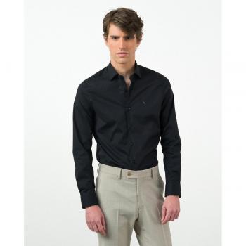 Camisa de popelín extra-slim fit liso negro