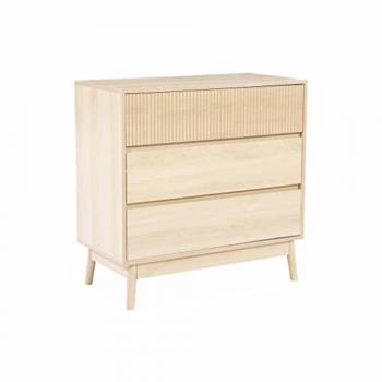 Cómoda de madera clara con efecto, 3 cajones, dimensiones 80x40x80 cm
