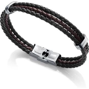 Pulsera Viceroy Magnum de acero y piel trenzada en marrón y negro