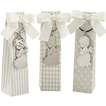 Mopec Llaveros de Metal con Forma de ángel arrodillado en Estuches estucados con 5 peladillas, Pack de 3 Unidades, 3.70x3.50x14.00 cm