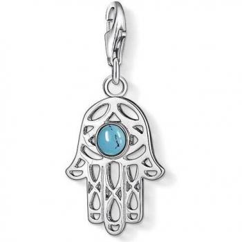 THOMAS SABO Silver Synthetic Turquoise Hand of Fatima Charm 1052-404-17