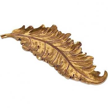 Centro Decorativo Hoja 45cm Dorado con Bordes Retorcidos de Olmo - Resina
