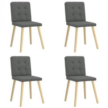 vidaXL Set of 4 Dark Grey Fabric Dining Chairs
