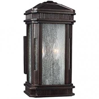 Farol Federal de exterior, bronce dorado, 2 luces, IP44, E14