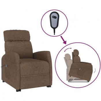Sillón elevable de tela marrón ergonómico ajustable con reposapiés para sala de estar y oficina