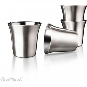 Final Touch Set of 4 Double Wall Commercial Grade 304 Brushed Stainless Steel Shot Glass 2Âœ oz. / 74ml