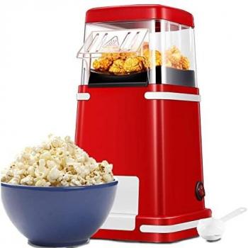 Palomitero, Rojo Vintage Máquina de palomitas, funcionamiento rápido, sin aceite, 1200W