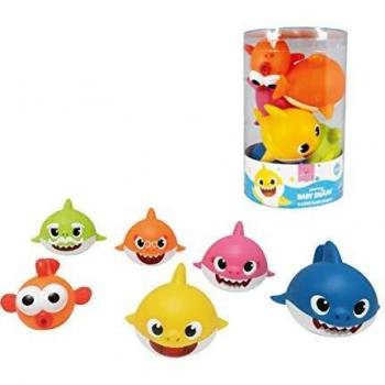 ODS 48821 Baby Shark Juego de 6 Tiburones Suaves para baño, Multicolor
