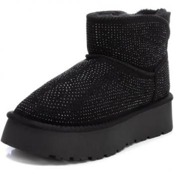 Botín de mujer Xti 142942 negro, sin cierre, doble suela de goma, talla 38