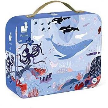 Janod - Puzle Infantil Océano Ártico 100 Piezas - Juego Educativo - Desarrolla la Motricidad Fina y la Concentración - Maletín con Asa - A partir de 6 Años, J02673