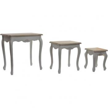Juego de 3 mesitas auxiliares blancas de madera (60 x 40 x 61 cm) - Pack de 3