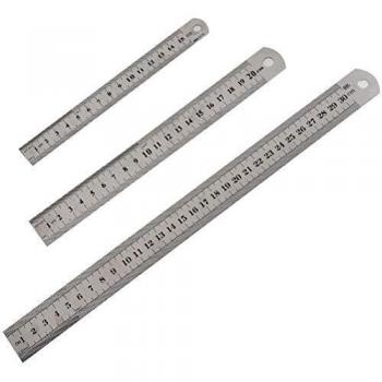 YOTINO 3Pcs Reglas de acero inoxidable Precisión de metal de doble cara Regla métrica e imperial de borde recto Precisión 15cm / 20cm / 30cm para dibujos de oficina, la técnica