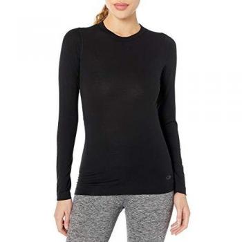 Icebreaker Merino Sprite Crewe - Camiseta de Manga Larga para Mujer, Talla pequeña, Color Negro