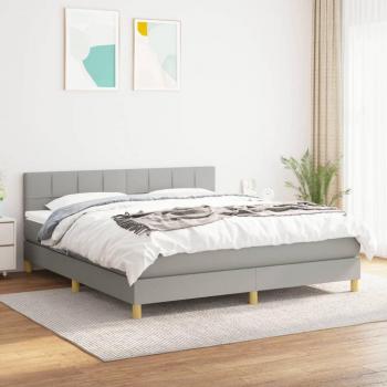 Cama box spring con colchón de tela gris claro 180x200 cm Chiaro