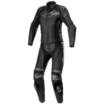 Alpinestars Stella GP Plus Mono de Cuero de Dos Piezas para Damas Negro-Gris Metálico