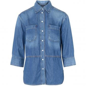 Ganni Blue Oversized Denim Shirt for Women, Size 2XS/XS