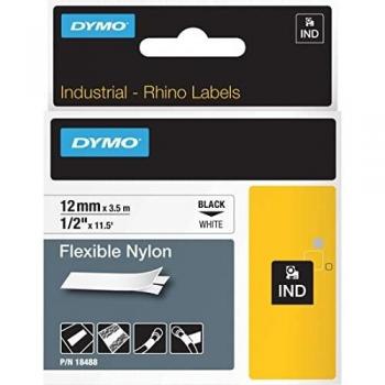 Cinta de Nylon Flexible DYMO 12mm x 3.5m Negra sobre Blanca para Impresora de Etiquetas D1