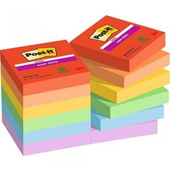 Post-it® Super Sticky Playful 47,6x47,6mm - Pack de 12 blocs de 90 hojas